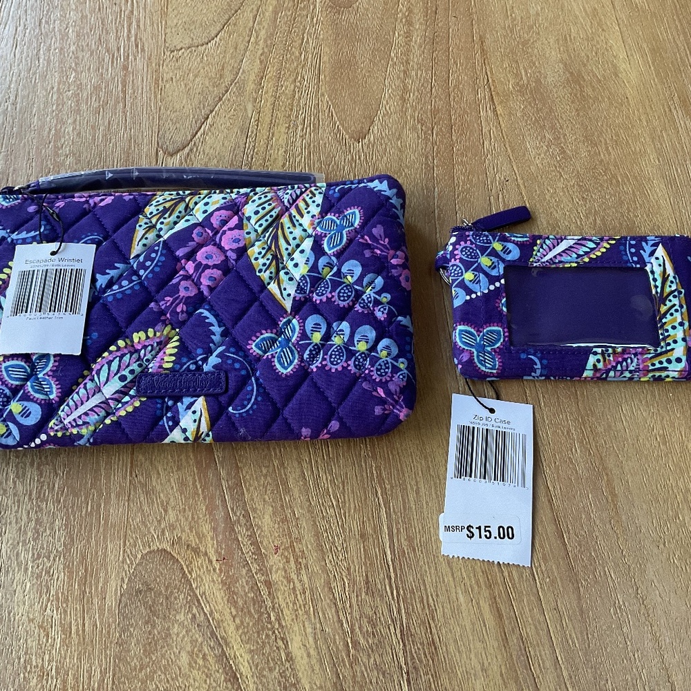 VERA BRADLEY WRISTLET+ ZIP COIN KEY CASE SET NWT